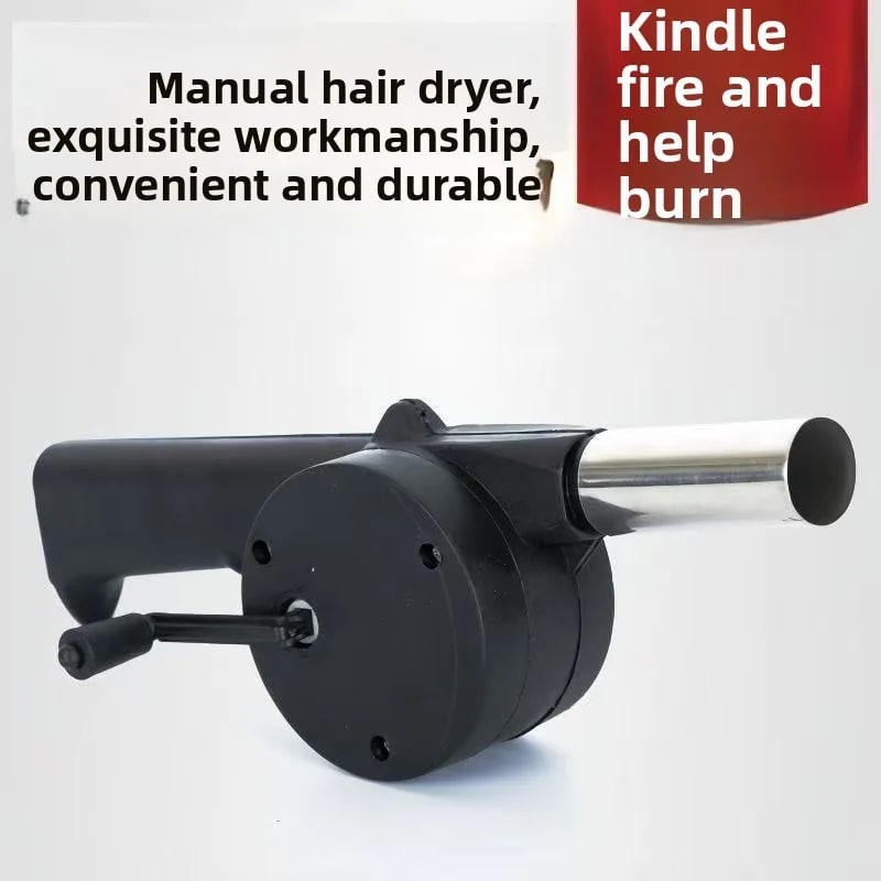 Portable Hand-Crank Fire Blower for Charcoal, BBQs and Camping Stoves