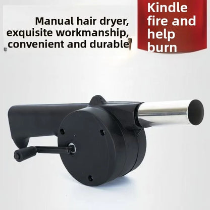 Portable Hand-Crank Fire Blower for Charcoal, BBQs and Camping Stoves