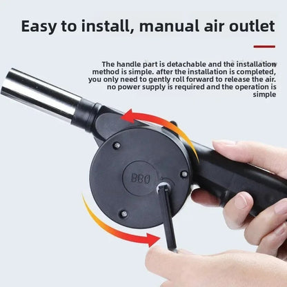 Portable Hand-Crank Fire Blower for Charcoal, BBQs and Camping Stoves