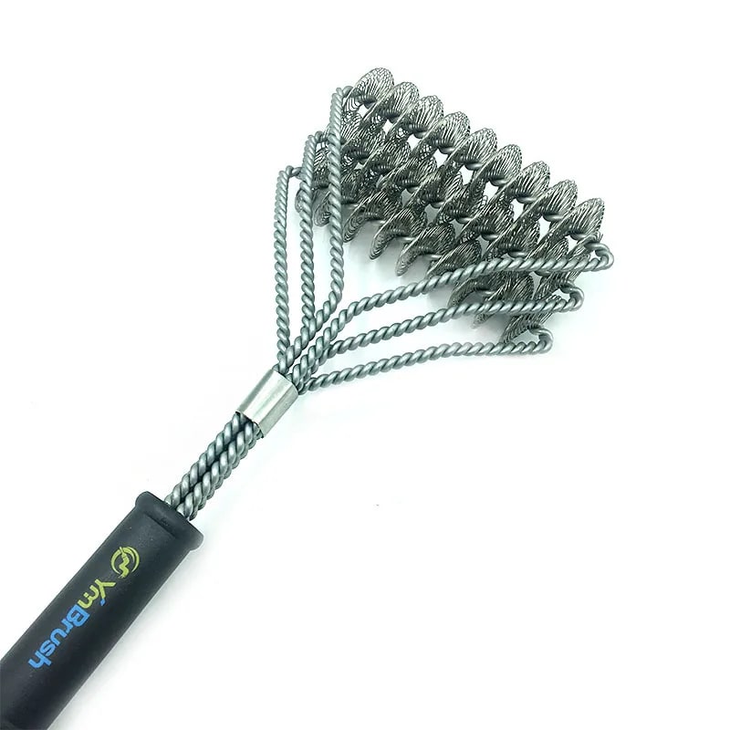 Three-Headed Stainless Steel BBQ Grill Cleaning Brush, 45cm, Black