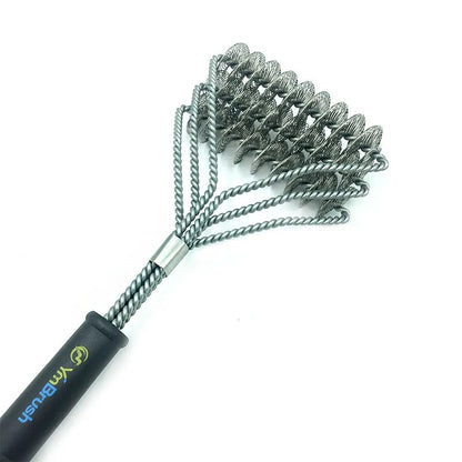Three-Headed Stainless Steel BBQ Grill Cleaning Brush, 45cm, Black