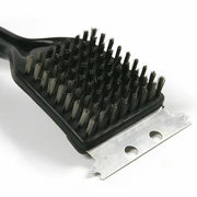 Steel Wire Grill Brush with Metal Scraper, Black, 20.5 x 7.1 cm