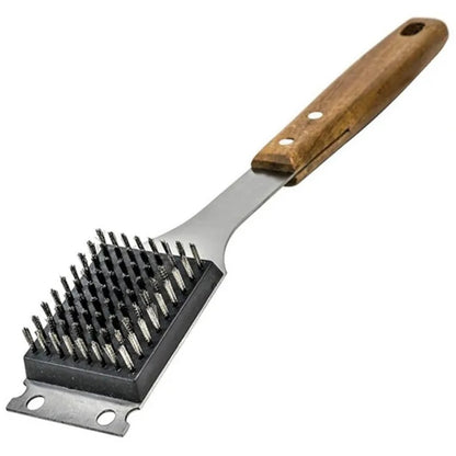 BBQ Grill Cleaning Brush Set, 2 Pack, 38cm Wood and Stainless Steel