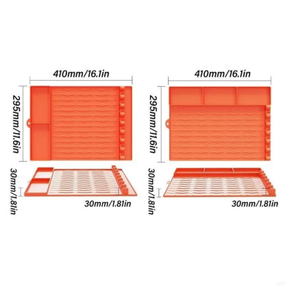 Silicone BBQ Utensil Storage Mat with 2 or 3 Compartments, 410 x 295mm