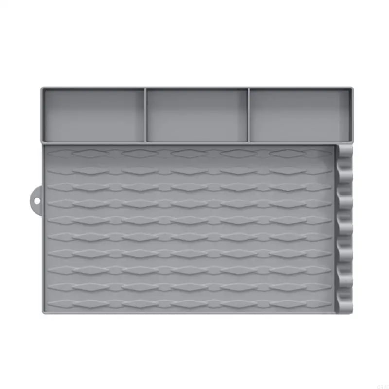 Silicone BBQ Utensil Storage Mat with 2 or 3 Compartments, 410 x 295mm - Q5WC7HH604525-GY-3
