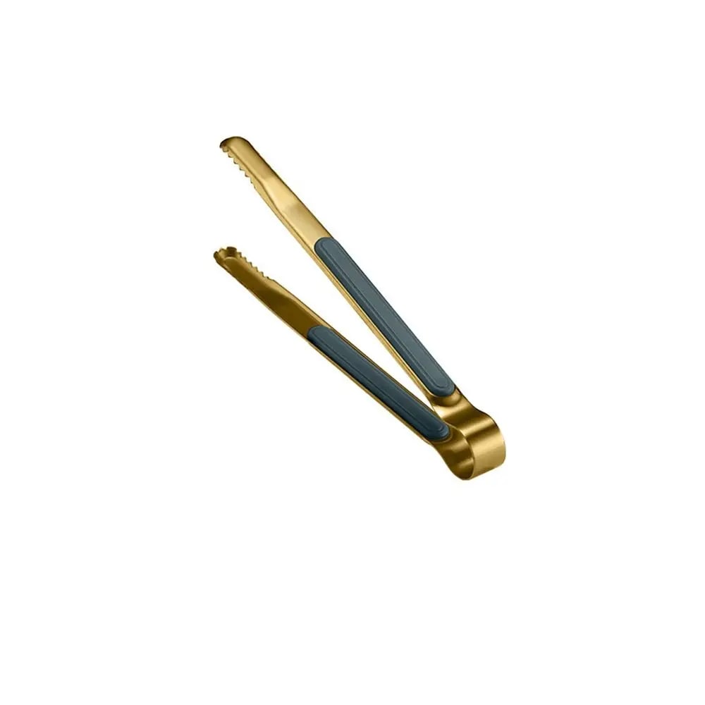 Metal BBQ Food Tongs with Serrated Ends, Silver & Gold, 7, 8 or 10 Inch - M