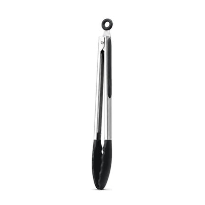 Rubber-Tipped Stainless Steel BBQ Tongs, 7/9/12 Inch, 1 or 3 Pack - 1pcs-Black