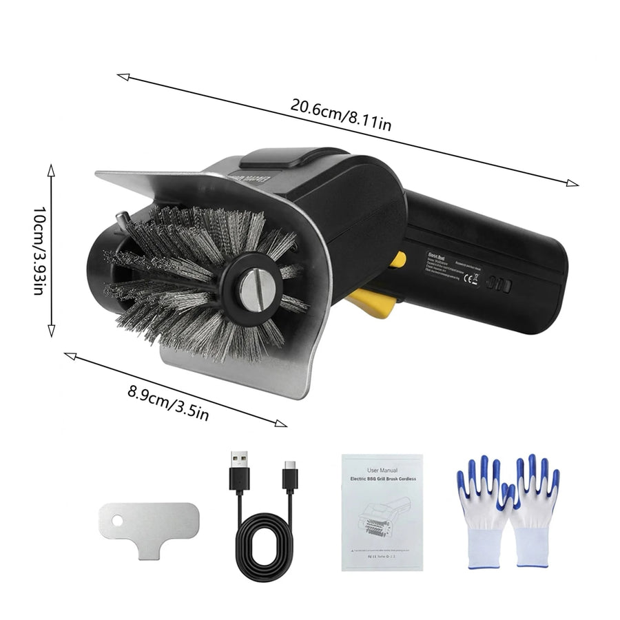 Rechargeable Electric BBQ Grill Cleaning Brush with Stainless Steel Bristles