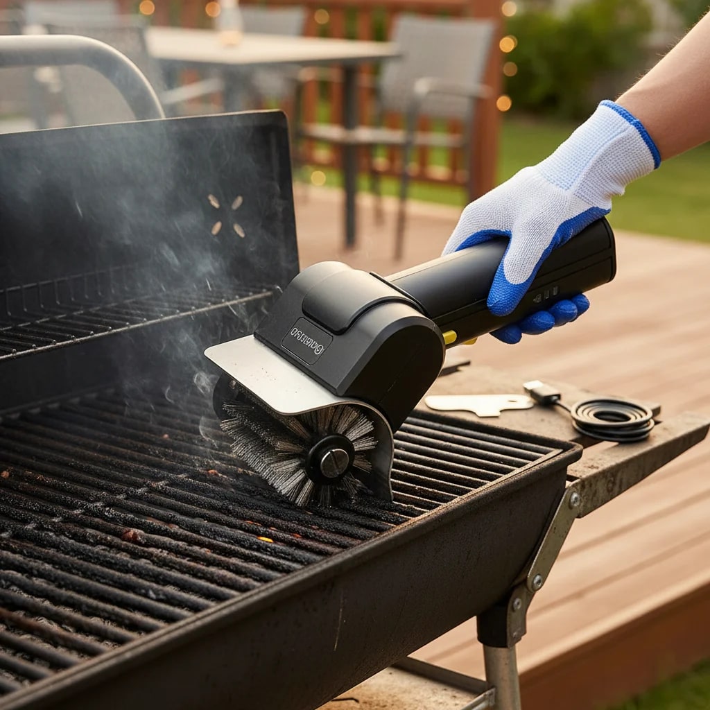 Rechargeable Electric BBQ Grill Cleaning Brush with Stainless Steel Bristles
