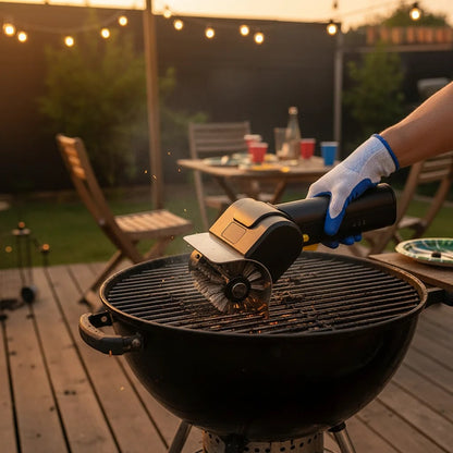 Rechargeable Electric BBQ Grill Cleaning Brush with Stainless Steel Bristles