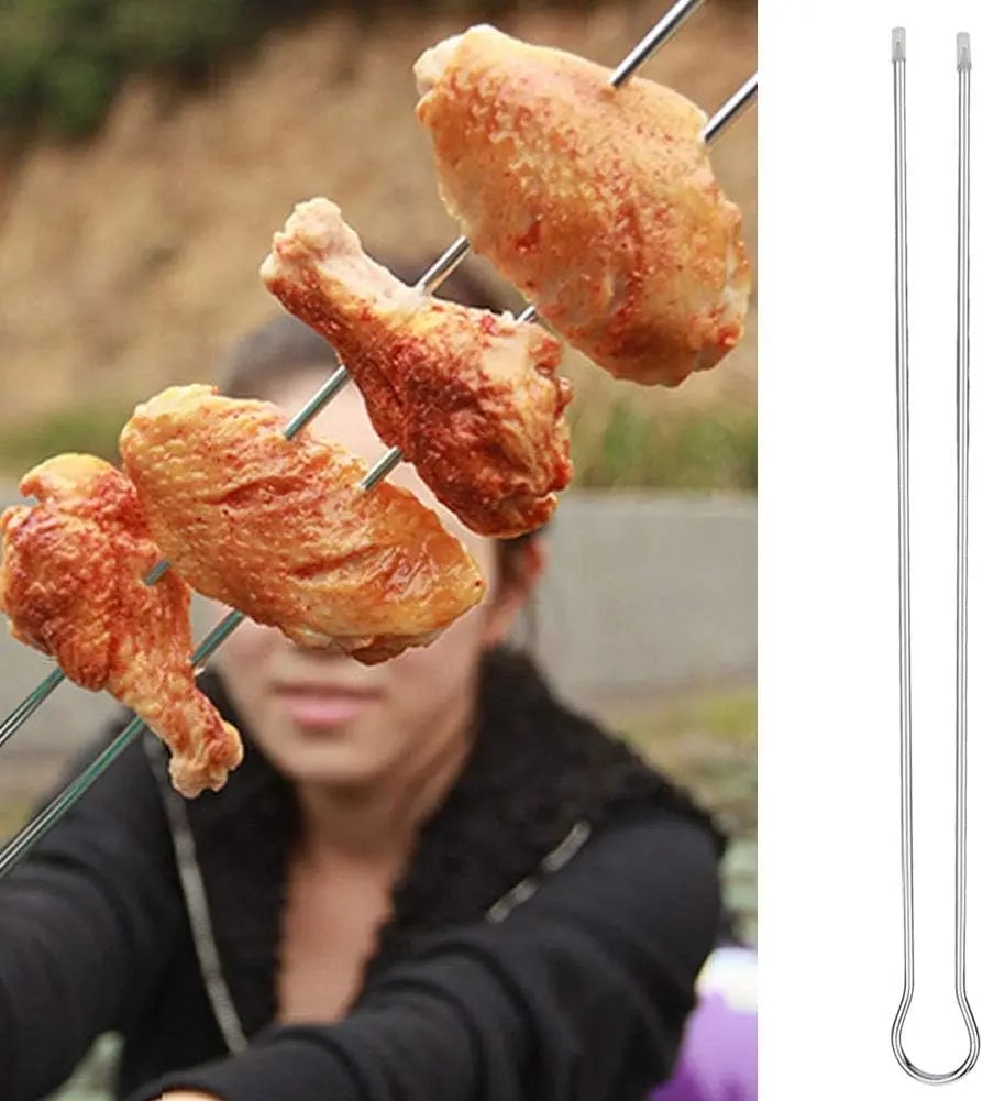 Double-Pronged Stainless Steel BBQ Skewers, 31cm, 6/10/12 Pack
