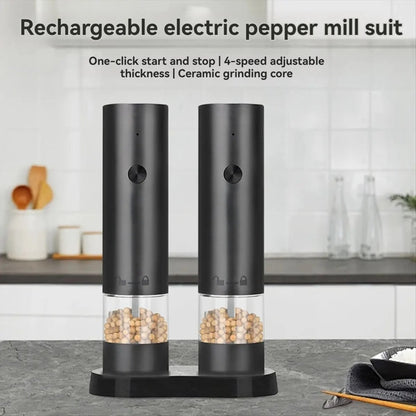 bbqdeals Electric Salt and Pepper Grinder Set, Rechargeable USB-C Mills