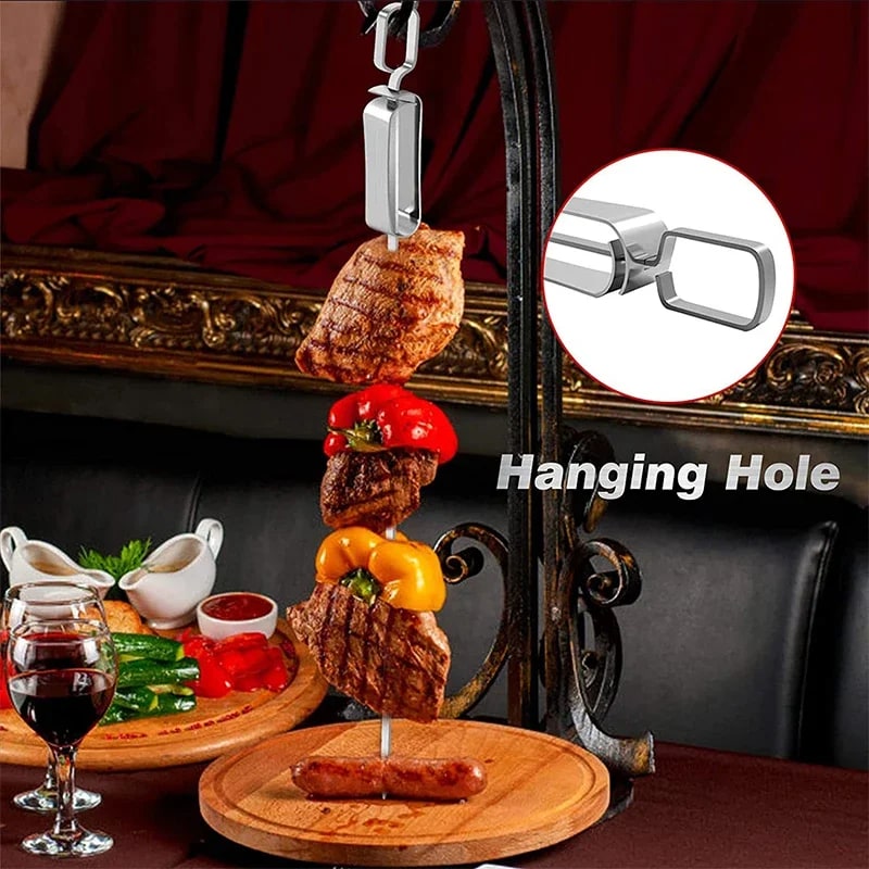 Stainless Steel Flat BBQ Skewers with Sliding Handles, JT45, 35cm to 45.6cm