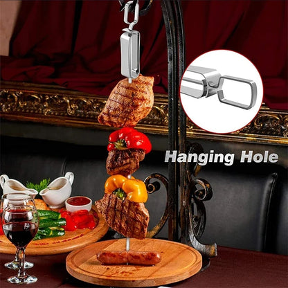 Stainless Steel Flat BBQ Skewers with Sliding Handles, JT45, 35cm to 45.6cm