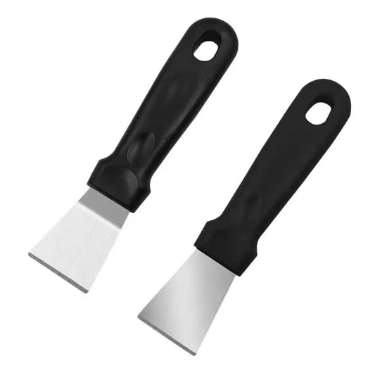 Griddle Scraper Tools, Metal BBQ Cleaning Spatulas, 2 Pack, Black