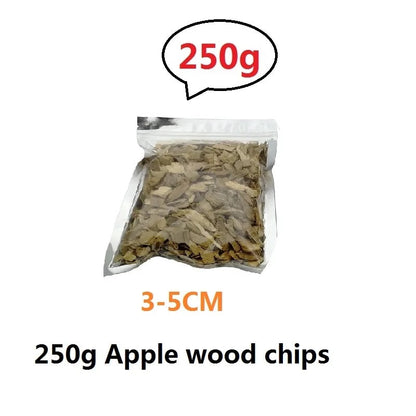 Round BBQ Smoker Box with Lid for Charcoal and Propane Gas Grills, Black, 7.3cm - 250g apple chips