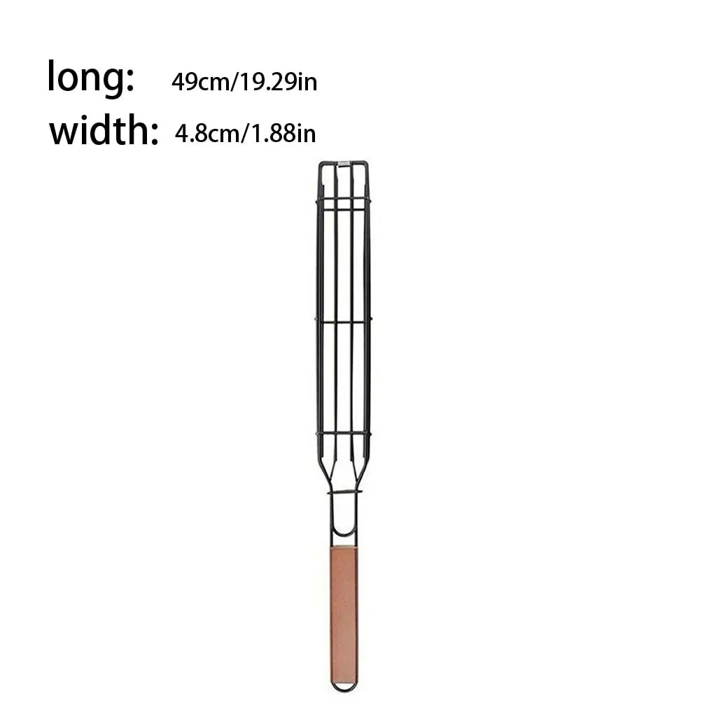 BBQ Grill Basket Skewer 49cm Metal Non-Stick Barbecue Tool