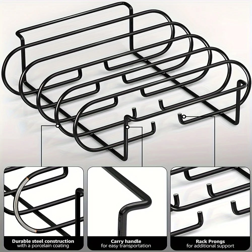 Stainless Steel BBQ Rib Rack for 4 Racks, 430 Grade, 31 x 24.8 x 14.5 cm