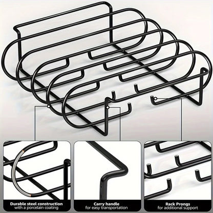 Stainless Steel BBQ Rib Rack for 4 Racks, 430 Grade, 31 x 24.8 x 14.5 cm