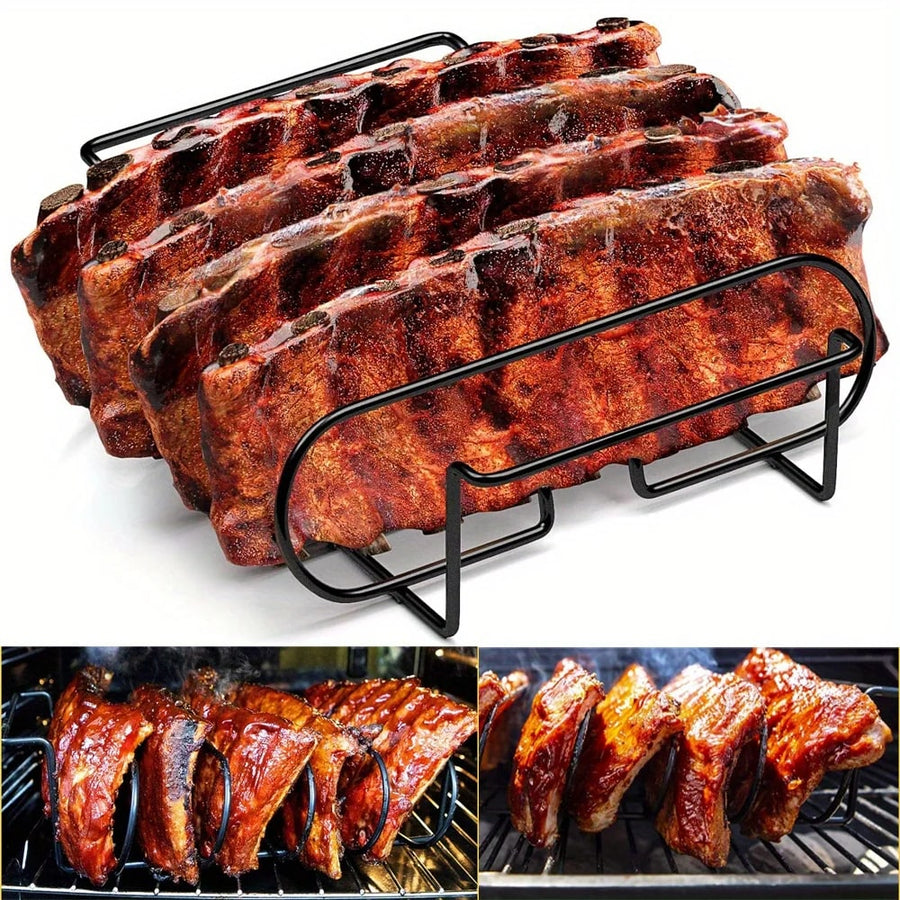 Stainless Steel BBQ Rib Rack for 4 Racks, 430 Grade, 31 x 24.8 x 14.5 cm