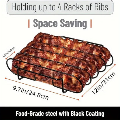 Stainless Steel BBQ Rib Rack for 4 Racks, 430 Grade, 31 x 24.8 x 14.5 cm