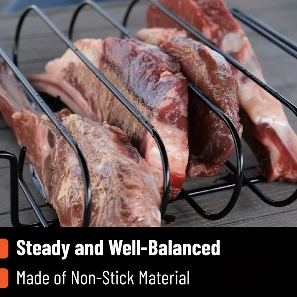 Stainless Steel BBQ Rib Rack for 4 Racks, 430 Grade, 31 x 24.8 x 14.5 cm