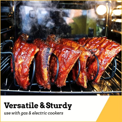 Stainless Steel BBQ Rib Rack for 4 Racks, 430 Grade, 31 x 24.8 x 14.5 cm