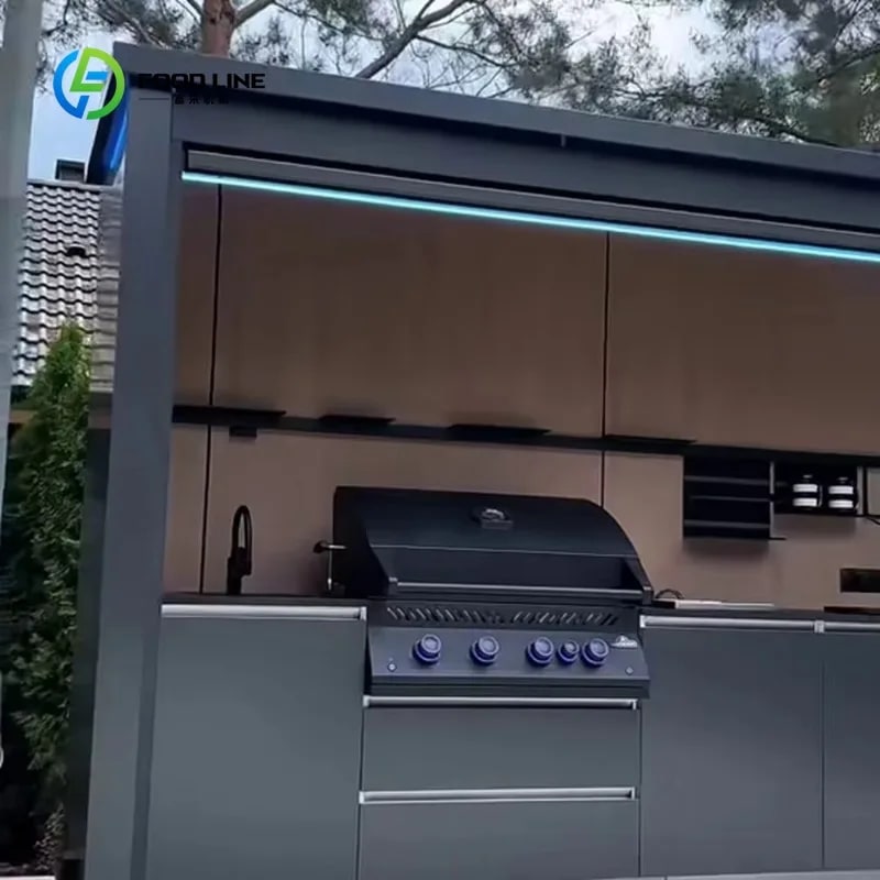 bbqdeals Stainless Steel Outdoor Kitchen BBQ Grill with Shed, 96 x 46cm,