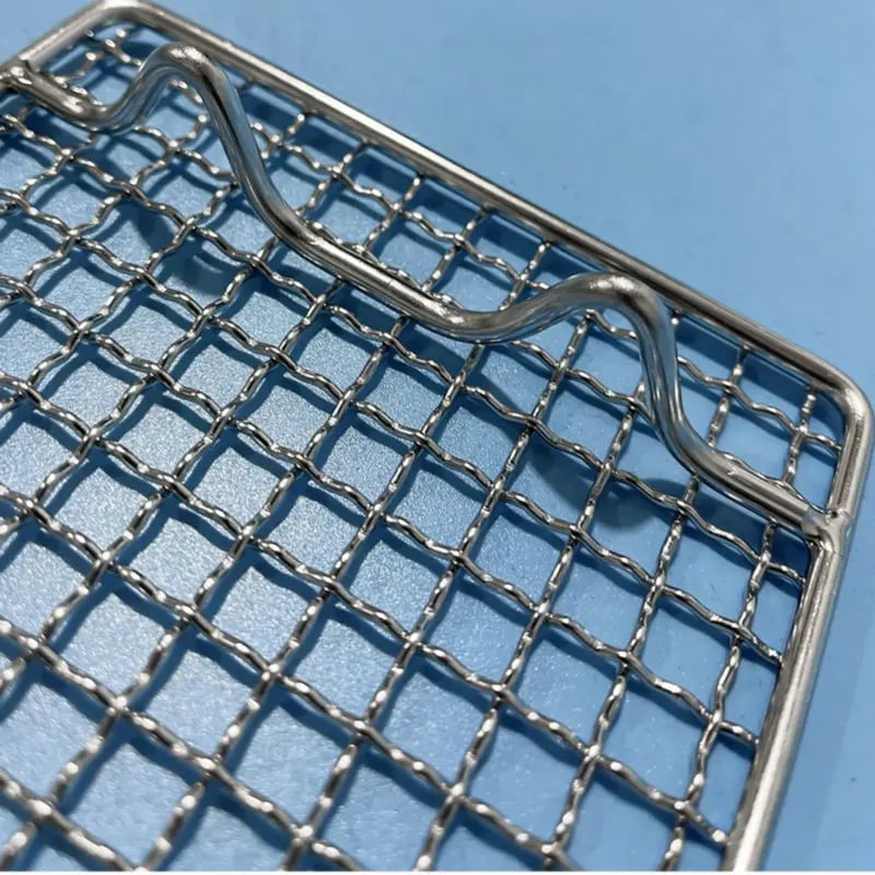 304 Stainless Steel Rectangle BBQ Grill Mesh Grate with Feet, Multiple Sizes