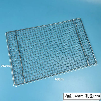 304 Stainless Steel Rectangle BBQ Grill Mesh Grate with Feet, Multiple Sizes