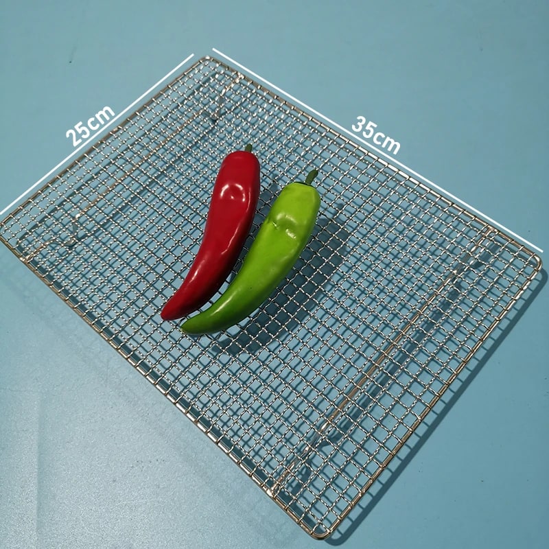304 Stainless Steel Rectangle BBQ Grill Mesh Grate with Feet, Multiple Sizes