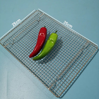 304 Stainless Steel Rectangle BBQ Grill Mesh Grate with Feet, Multiple Sizes