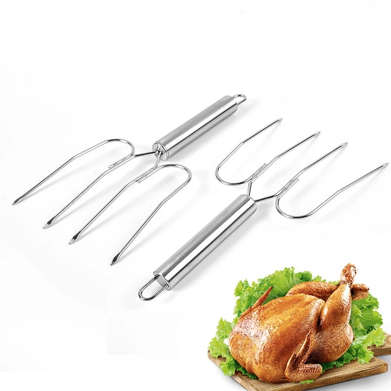Stainless Steel Turkey Fork BBQ Roasting Tool, 24.5 x 11 cm, NUBECOM