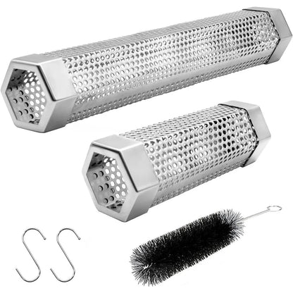 Pellet Smoker Tube Set with Brush and Hooks, 6in or 12in