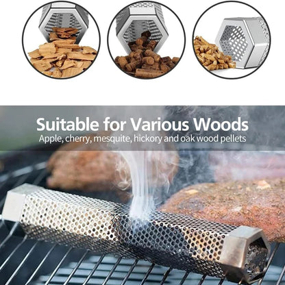 Pellet Smoker Tube Set with Brush and Hooks, 6in or 12in