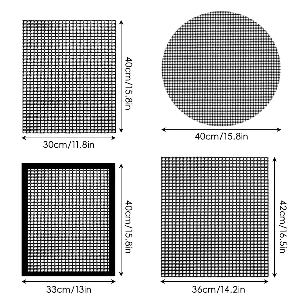BBQ Grill Mesh Mat, Reusable Non-Stick Fibreglass Cloth BBQ Liner