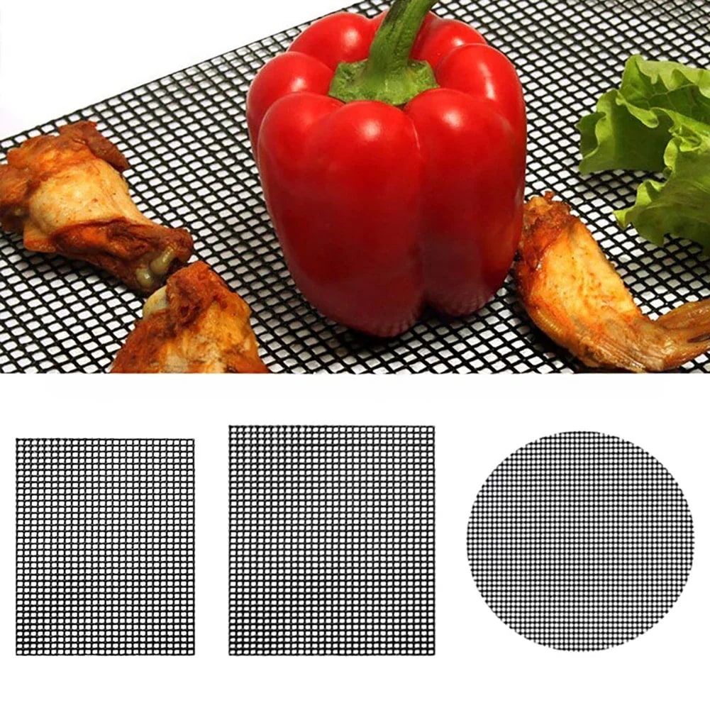 BBQ Grill Mesh Mat, Reusable Non-Stick Fibreglass Cloth BBQ Liner