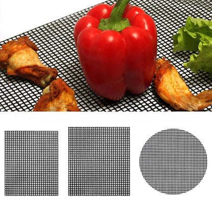 BBQ Grill Mesh Mat, Reusable Non-Stick Fibreglass Cloth BBQ Liner