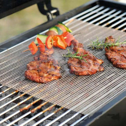 BBQ Grill Mesh Mat, Reusable Non-Stick Fibreglass Cloth BBQ Liner