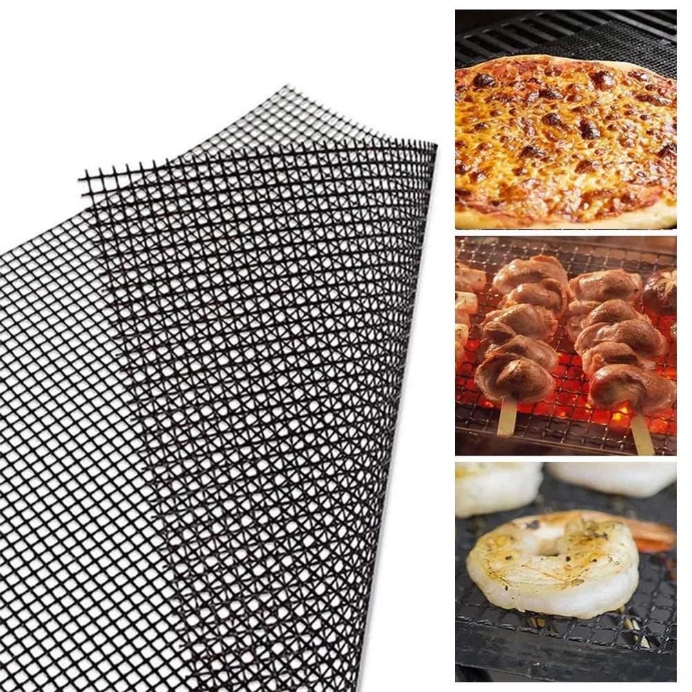 BBQ Grill Mesh Mat, Reusable Non-Stick Fibreglass Cloth BBQ Liner