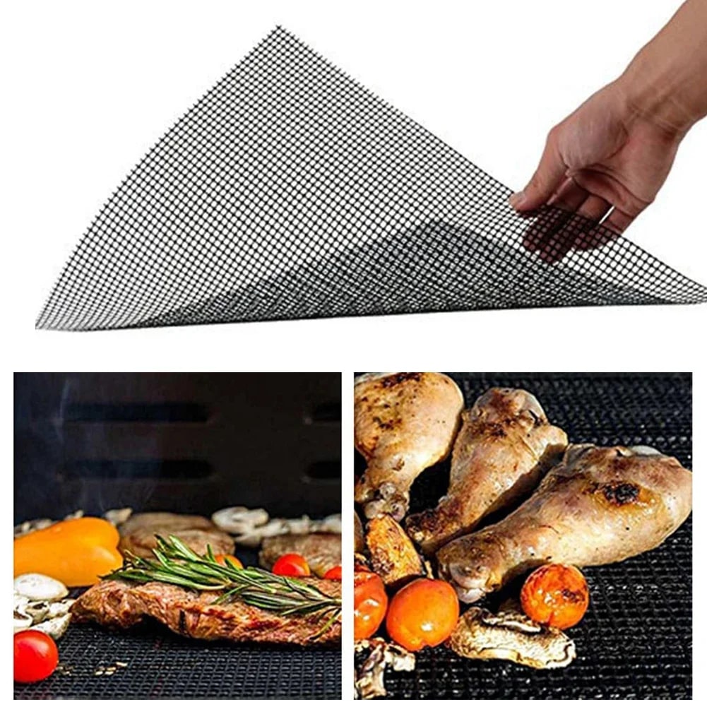BBQ Grill Mesh Mat, Reusable Non-Stick Fibreglass Cloth BBQ Liner