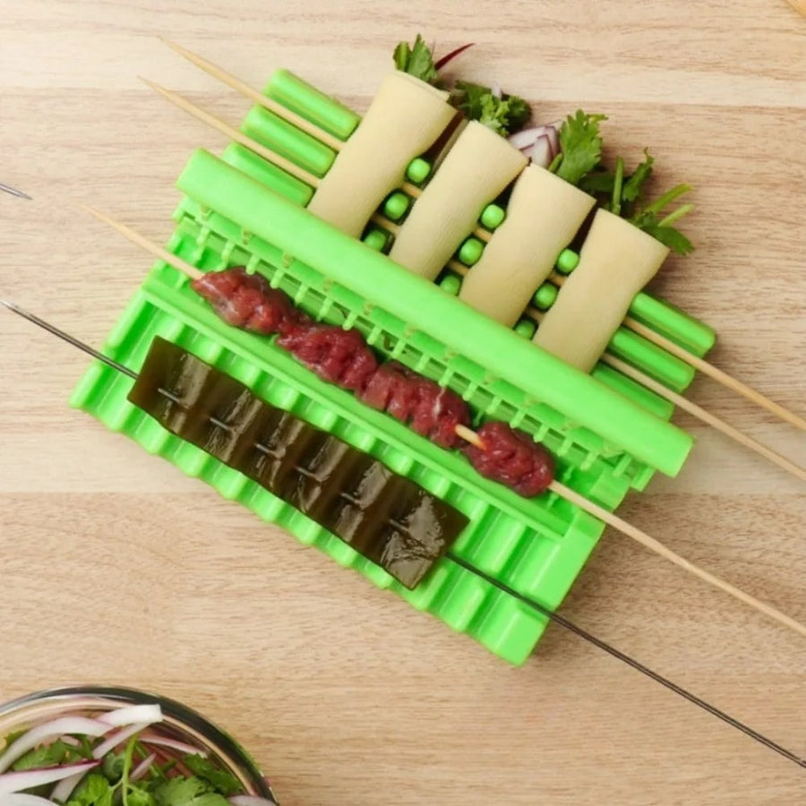 Manual Kebab Skewer Maker, 3-in-1 Meat, Vegetable Rolls and Thin Sheets