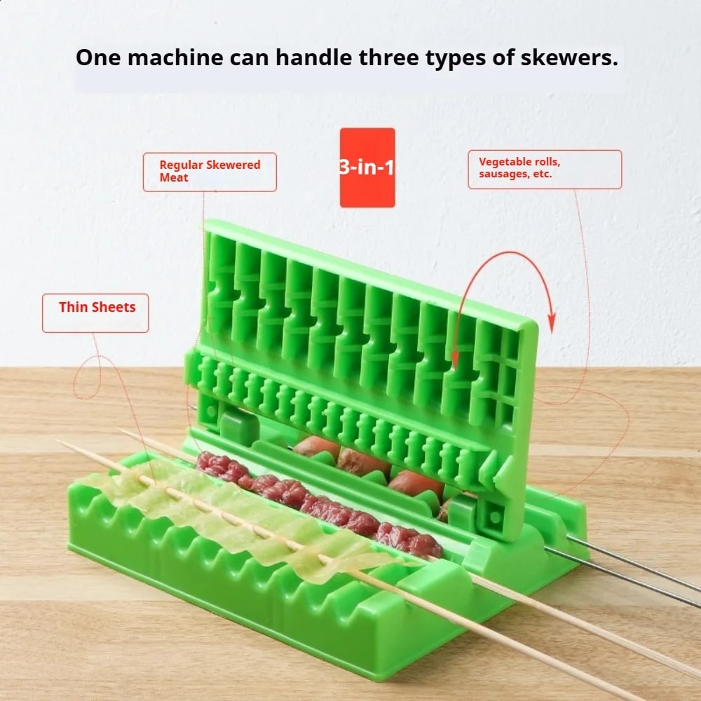 Manual Kebab Skewer Maker, 3-in-1 Meat, Vegetable Rolls and Thin Sheets