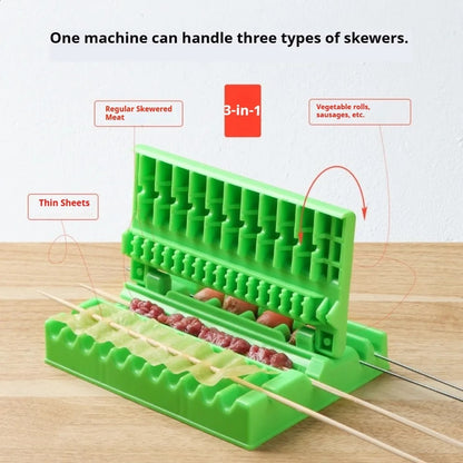 Manual Kebab Skewer Maker, 3-in-1 Meat, Vegetable Rolls and Thin Sheets