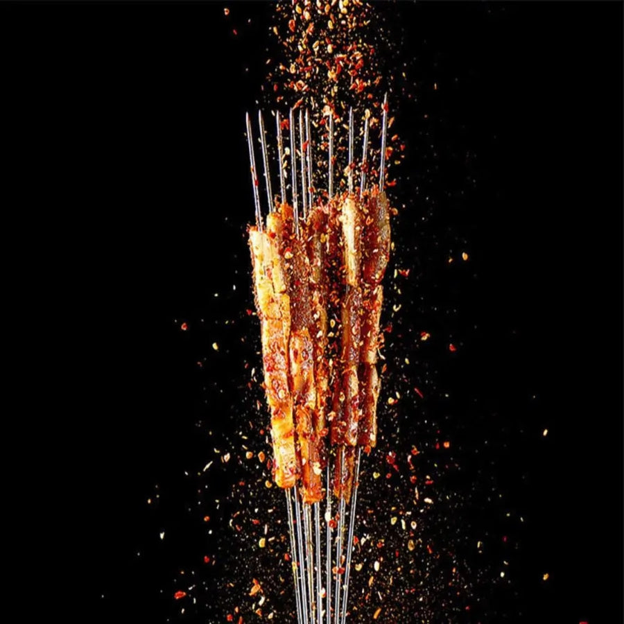U-Shaped Metal BBQ Skewers with Wooden Handles, 5 Piece Set