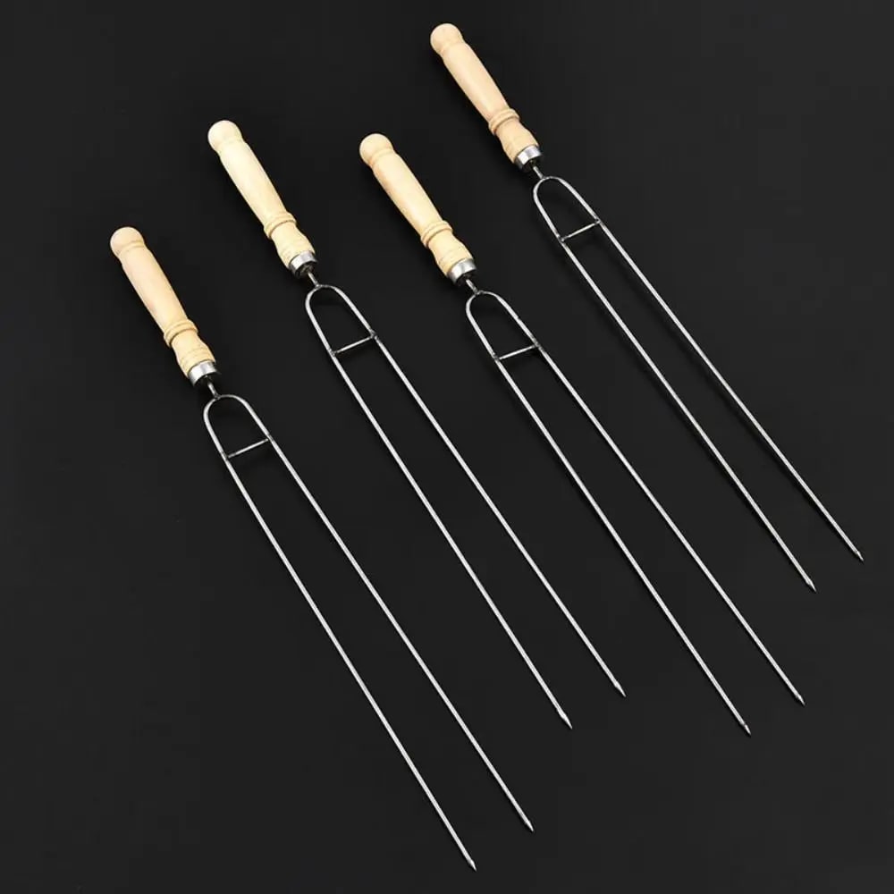 U-Shaped Metal BBQ Skewers with Wooden Handles, 5 Piece Set