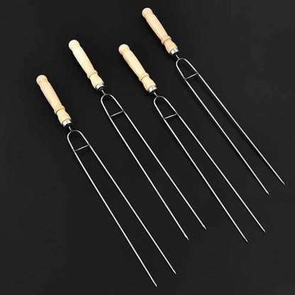 U-Shaped Metal BBQ Skewers with Wooden Handles, 5 Piece Set