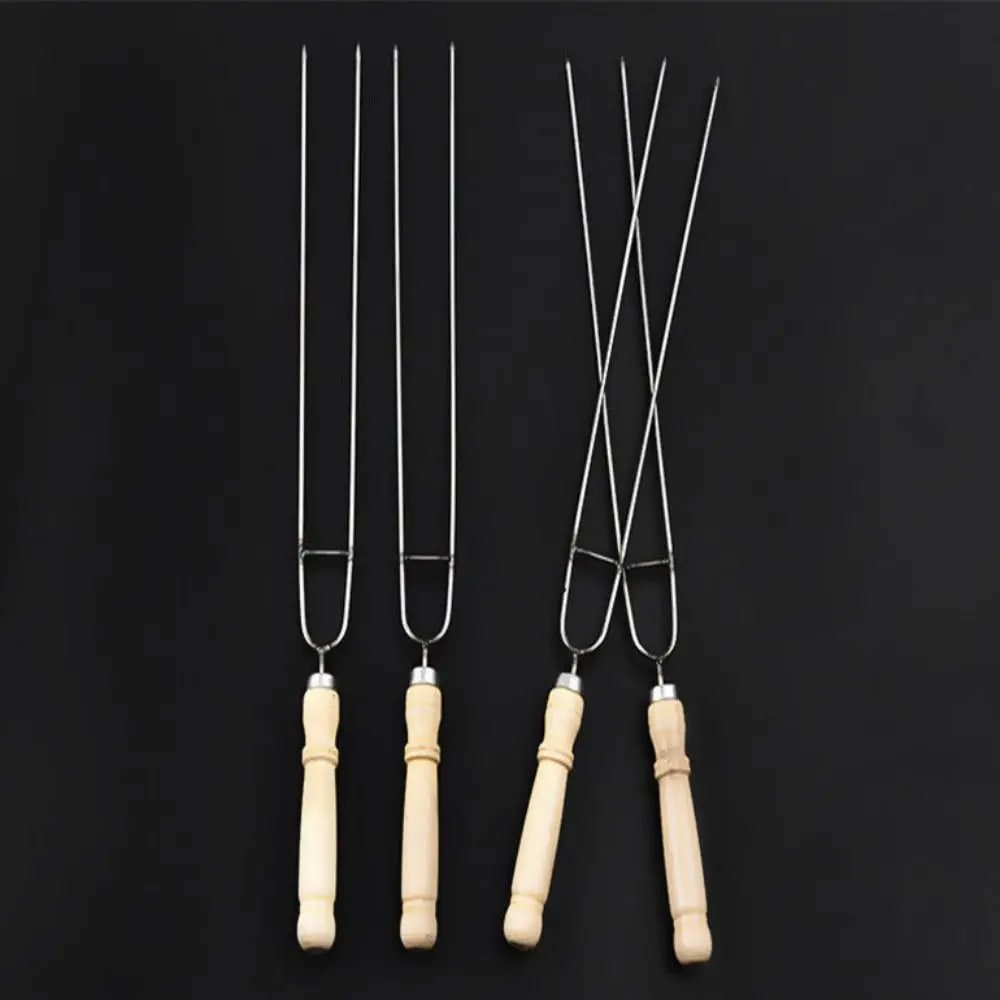 U-Shaped Metal BBQ Skewers with Wooden Handles, 5 Piece Set