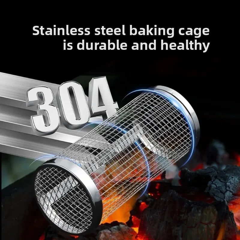 Stainless Steel BBQ Grill Cage, Round Mesh Basket, 20cm or 30cm