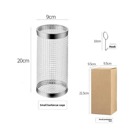 Stainless Steel BBQ Grill Cage, Round Mesh Basket, 20cm or 30cm